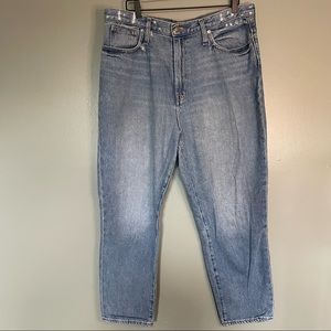 Madewell The Mom Jean Light Wash Ankle Crop Denim Jeans size 33